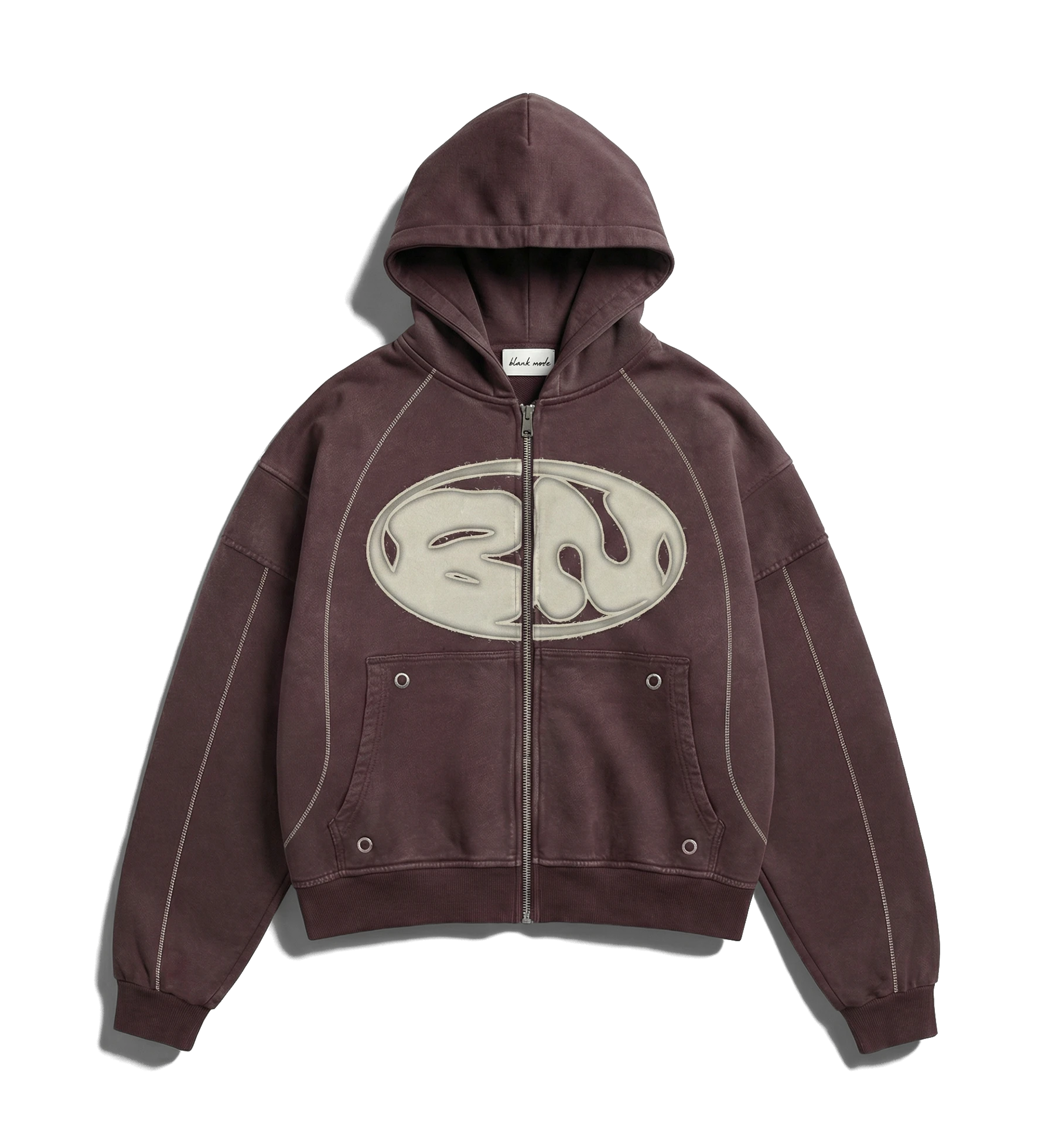 INTERFACE / FRONT ZIP HOODIE — BROWN