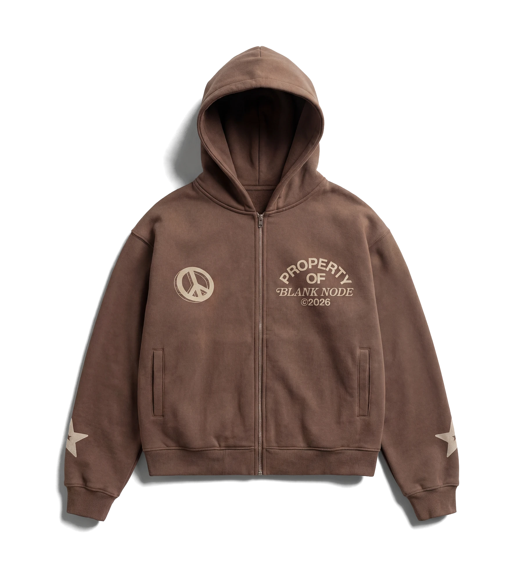 HOLD / PROPERTY ZIP HOODIE — BROWN