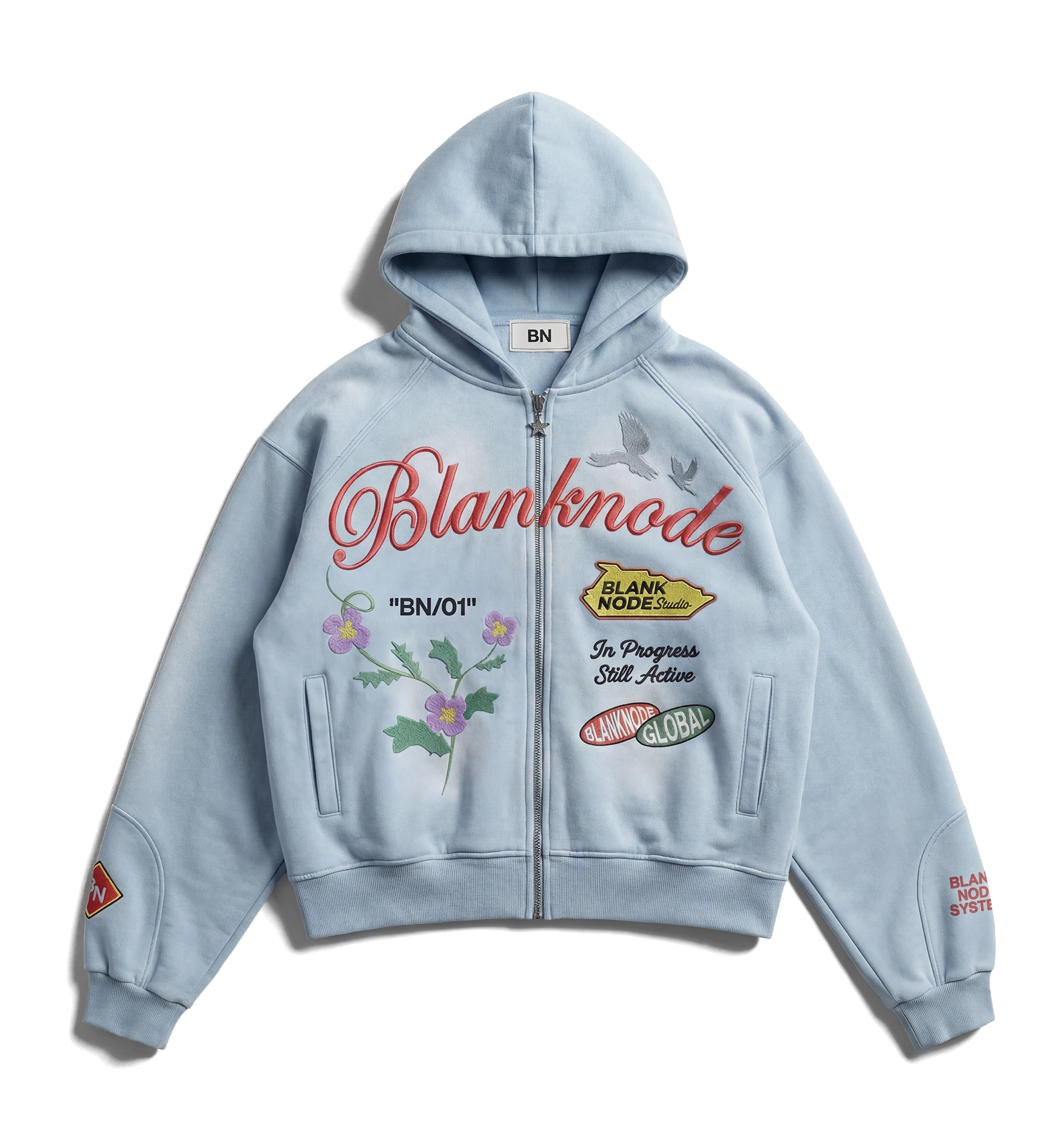 PROCESS / ARCHIVE ZIP HOODIE — LIGHT BLUE