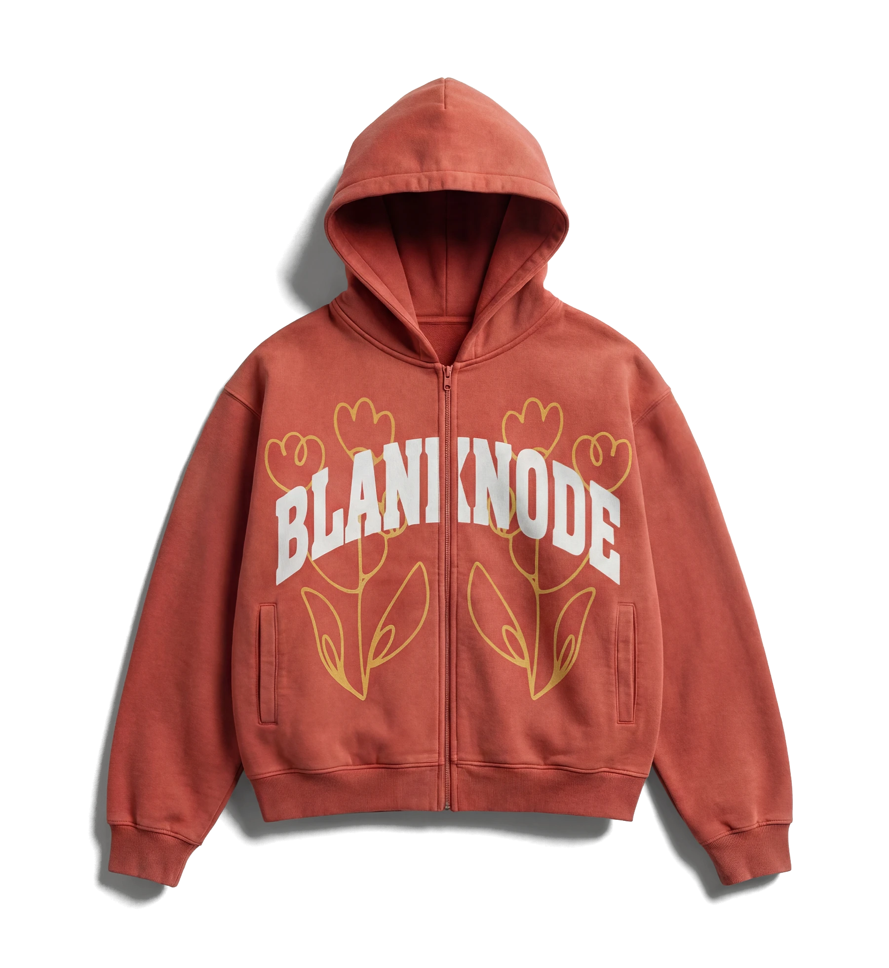 INTERFACE / SPLIT ZIP HOODIE — RUST