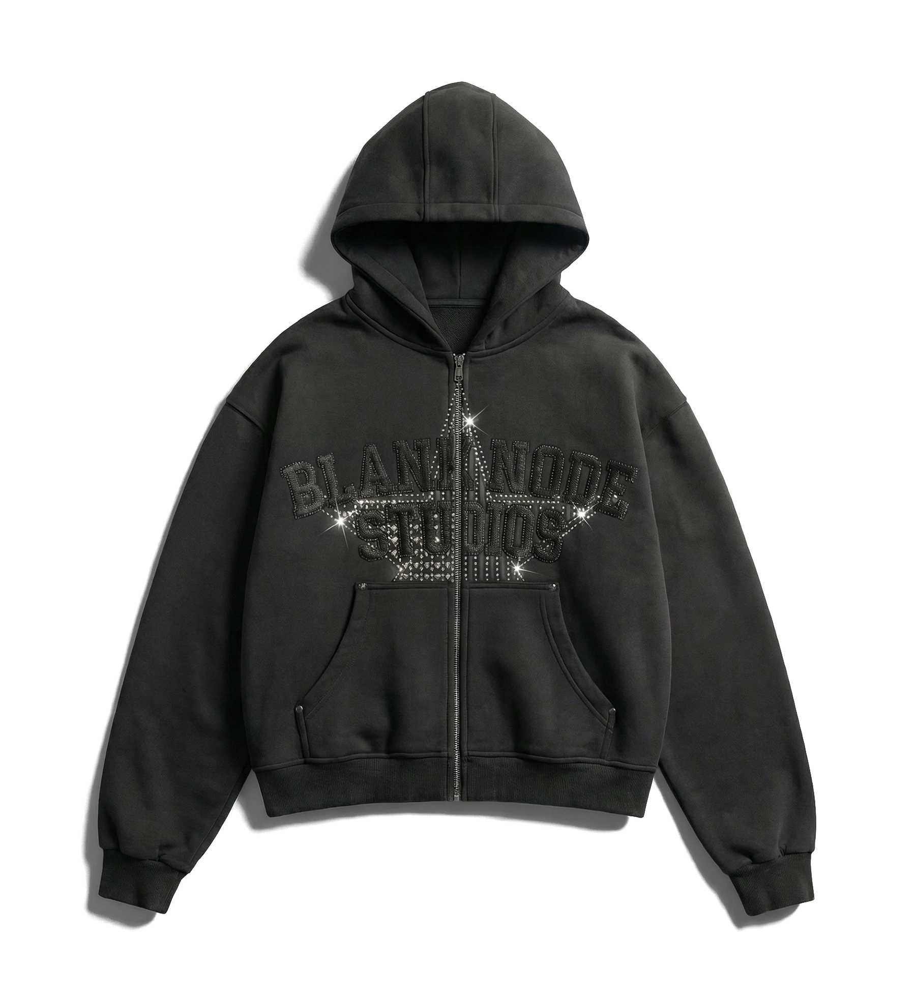 VECTOR / SIGNAL ZIP HOODIE — BLACK